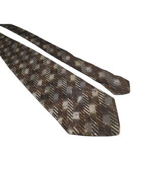Fratelli 100 Silk Handmade Italy Brown Gray Vintage Necktie Office Casual Dad